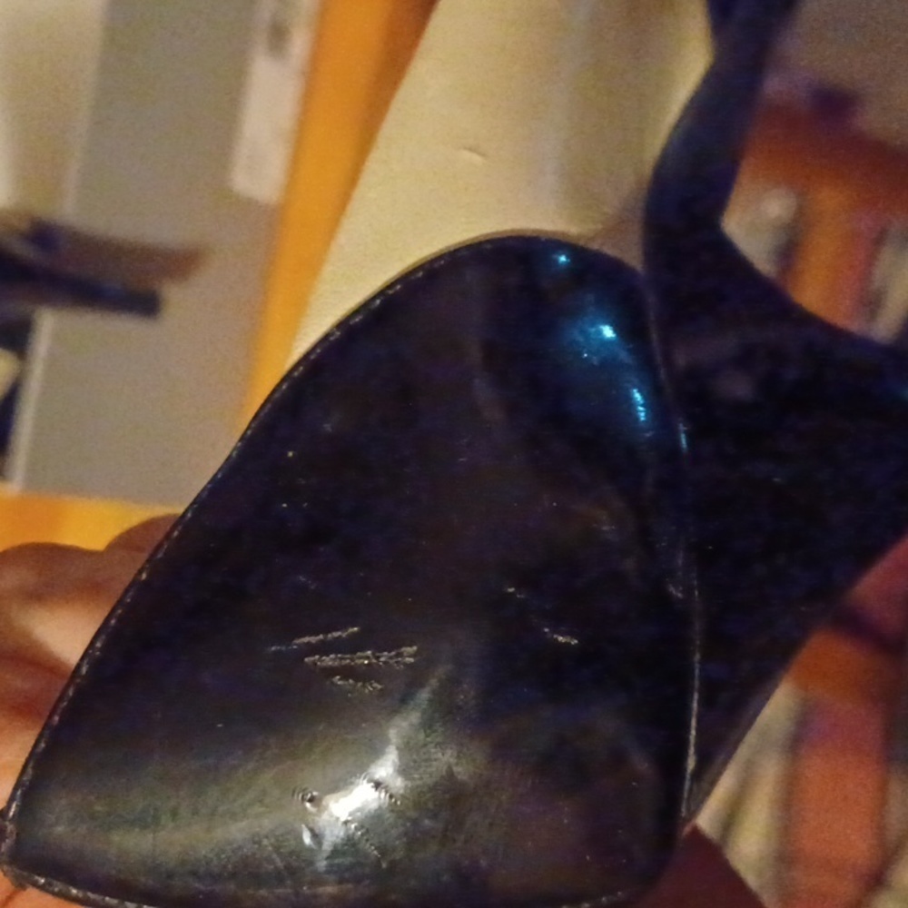 Franco Sarto Women's Crash Black/White Leather Peep Toe Slip On Pumps - Sz 8.5M - Picture 12 of 12